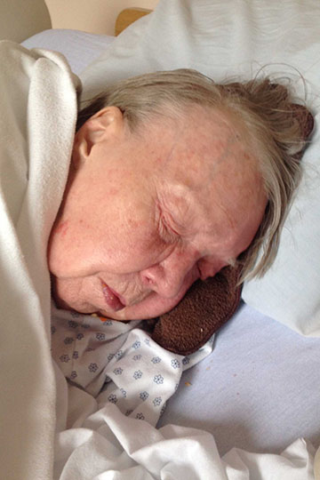 Beverly, sleeping comfortably